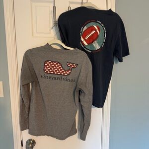 Set of 2 Vineyard Vines Kids XL shirt football & basketball  gray navy blue